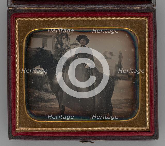 Untitled (Portrait of a Woman on a Horse), 1850. Creator: Unknown.