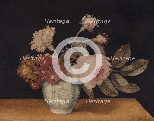 Flowers in a Delft Jar, 1663. Creator: Alexander Marshal.