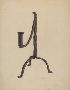 Three Legged Candlestick, c. 1938. Creator: William Schmidt.