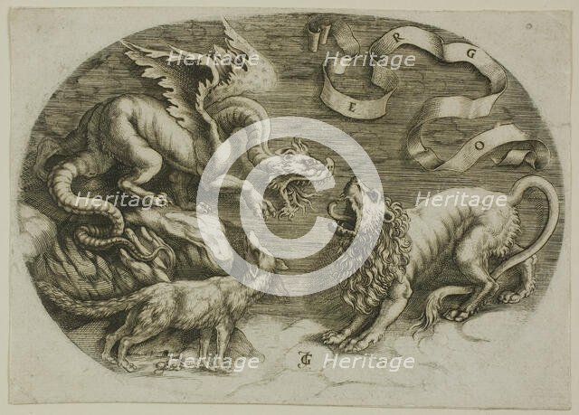 Lion, Dragon and Fox, 1520/30. Creator: Jean de Gourmont.