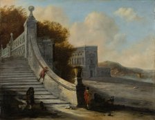 Palace with Outdoor Stairs at the Sea, (1640-1660?). Creator: Follower of Johann Wilhelm Baur?.