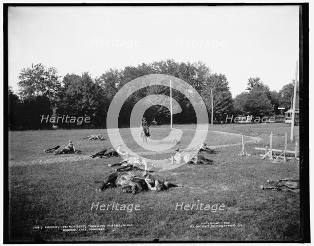 Cavalry detachment, throwing horses, M.M.A., Orchard Lake, Michigan, c1900. Creator: Unknown.