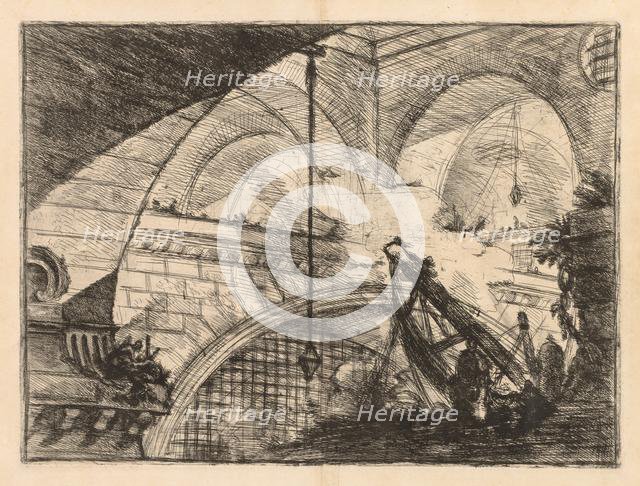 The Prisons: A Series of Galleries with Crane-Like Erection of Beams, 1745-1750. Creator: Giovanni Battista Piranesi (Italian, 1720-1778).