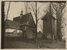 Church of the Nativity of the Blessed Virgin showing church and belfry, Rajbrot, 1928. Creator: Wladyslaw Jaworski.