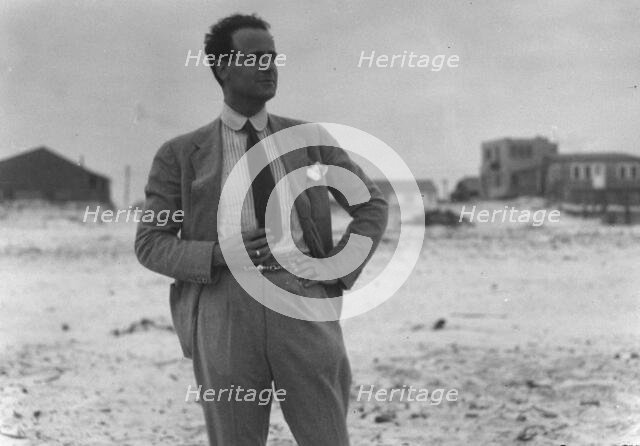 Unidentified man at Long Beach, New York, between 1911 and 1942. Creator: Arnold Genthe.