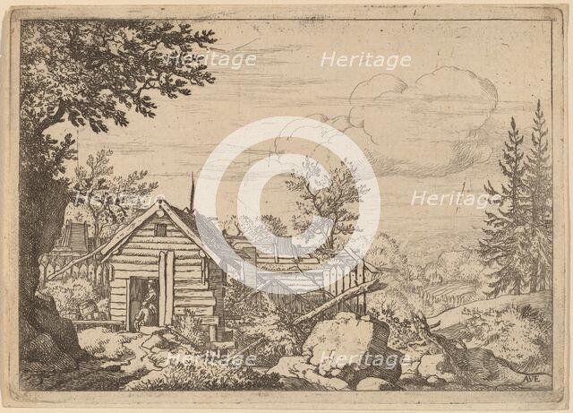 Two Men in the Doorway of a Hut, probably c. 1645/1656. Creator: Allart van Everdingen.