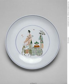 One of a Pair of Dishes with the Daoist Female..., Qing dynasty, Kangxi period (1662-1722). Creator: Unknown.
