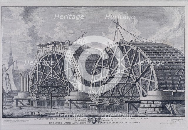 Blackfriars Bridge, London, 1766. Artist: Giovanni Battista Piranesi