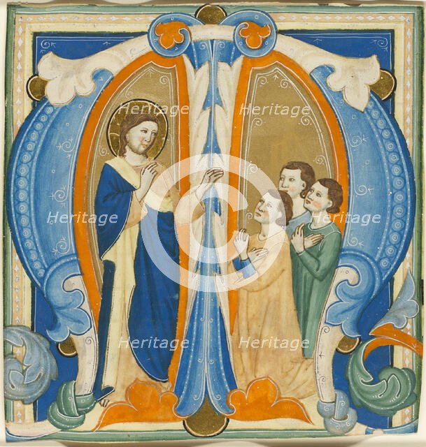 Christ Blessing Three Young Men, initial M from a Gradual, 1320/30. Creator: Maestro Daddesco.