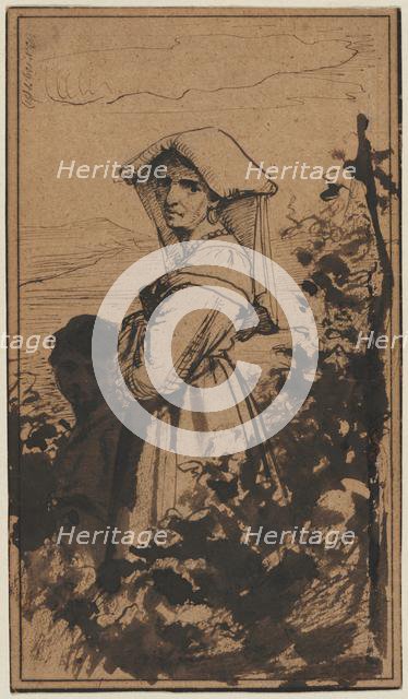 Standing Woman and Child, 2nd half 1800s. Creator: Carl Bloch (Danish, 1834-1890).