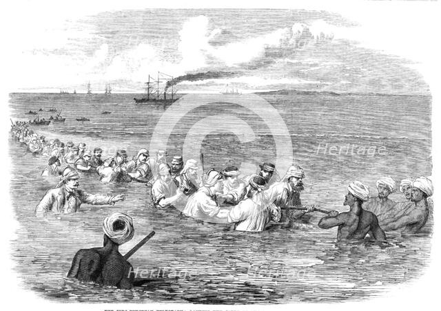 The Indo-European Telegraph: Landing The Cable in the mud at Fao, Persian Gulf, 1865. Creator: Unknown.