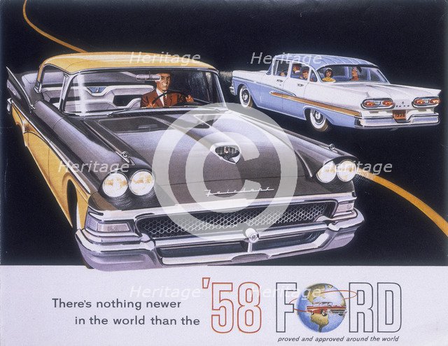 Poster advertising the Ford Fairlane car, 1958. Artist: Unknown