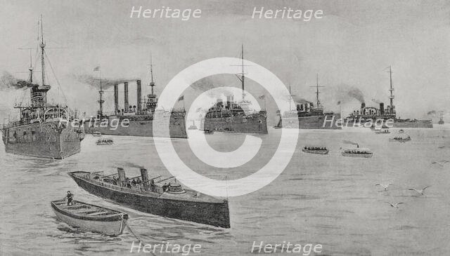 Spanish-American War (1898): the American fleet in Hampton Roads, 1898.  Creator: Enrique Laporta Valor.