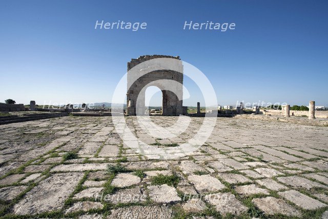 The forum and the Arch of Trajan at Mactaris, Tunisia. Artist: Samuel Magal