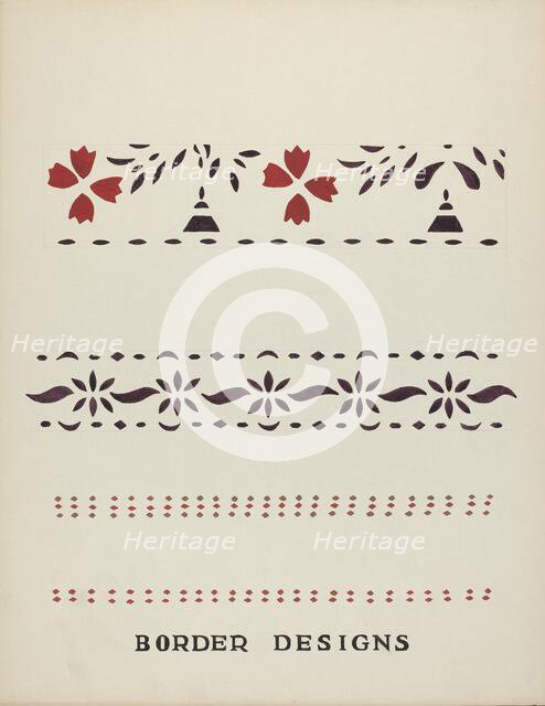 Border Designs From Proposed Portfolio "Maine Wall Stencils", 1935/1942. Creator: Mildred E Bent.