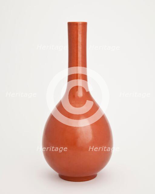 Tall coral-red vase, 1700-1799. Creator: Unknown.