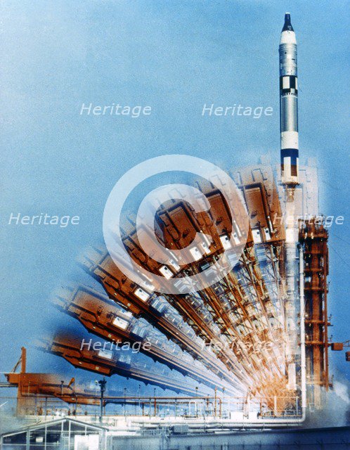 Launch of Gemini-Titan 2, Cape Kennedy Air Force Station, Florida, USA, 19 January 1965. Creator: NASA.