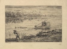 The Cabin Boy Tows the Boat, 1861. Creator: Charles Francois Daubigny.