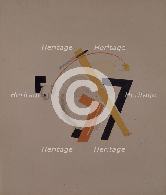 Old resident. Figurine for the opera Victory over the sun by A. Kruchenykh, 1920-1921. Artist: Lissitzky, El (1890-1941)