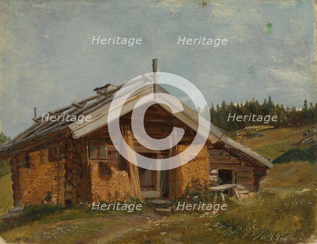 Farmhouse at Bolkesjo, 1844. Creator: Adolph Tidemand.