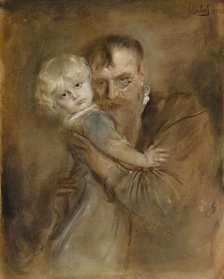 Self-portrait with Daughter Marion. Artist: Lenbach, Franz, von (1836-1904)