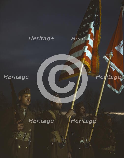 Color guard of Negro engineers, Ft. Belvoir(?), Va., between 1941 and 1945. Creator: Unknown.