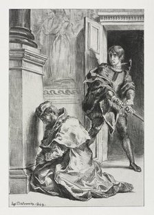 Hamlet: Hamlet Attempts to Kill the King, 1843. Creator: Eugène Delacroix (French, 1798-1863).
