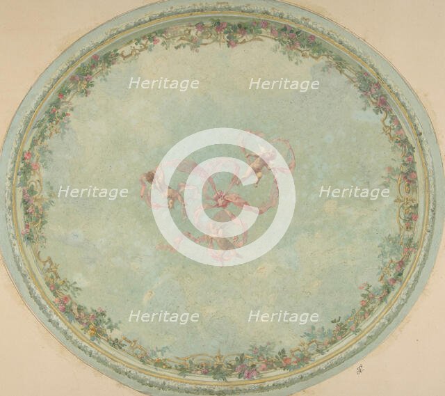 Ceiling Design for the Pless Chateau, Silesia, second half 19th century. Creators: Jules-Edmond-Charles Lachaise, Eugène-Pierre Gourdet.