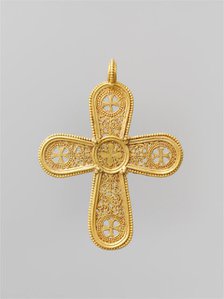 Gold Cross Pendant, Byzantine, 500-700. Creator: Unknown.