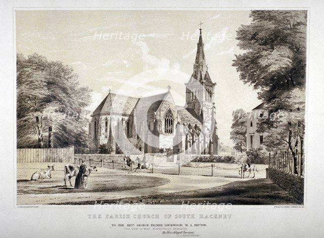 Church of of St John of Jerusalem, Hackney, London, c1850. Artist: CJ Greenwood