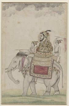 Mughal prince sitting on an elephant, 1675-1700. Creator: Anon.