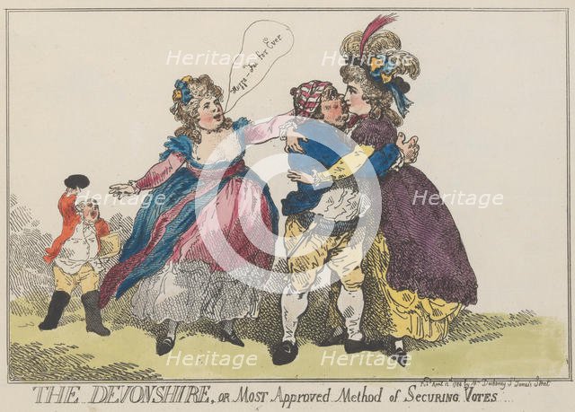 The Devonshire, or Most Approved Method of Securing Votes, April 12, 1784., April 12, 1784. Creator: Thomas Rowlandson.