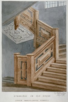 Staircase in a house on Whitecross Street, London, 1871.                                            Artist: Charles James Richardson