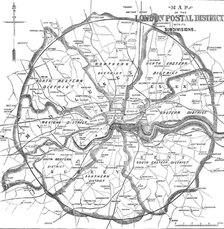Map of the London Postal District with its Subdivisions, 1857. Creator: Unknown.