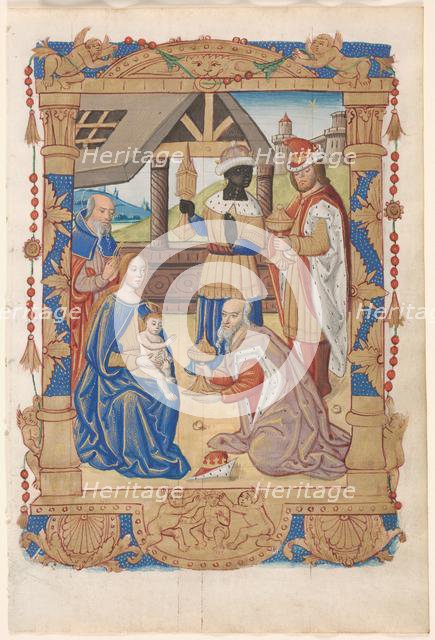 Leaf from a Book of Hours: Adoration of the Magi (recto), c. 1510. Creator: Unknown.