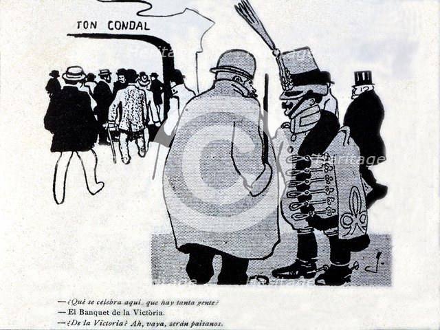 Satirical cartoon published in the journal Cu-cut which resulted in military riots in 25 November…