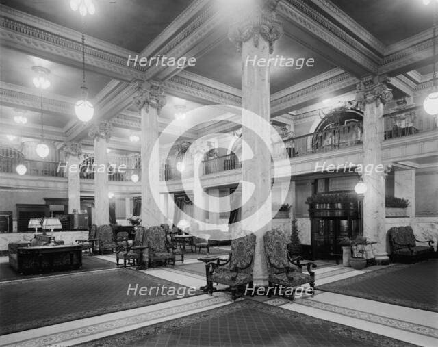 Hotel Utica, reception lobby, Utica, N.Y., between 1905 and 1915. Creator: Unknown.
