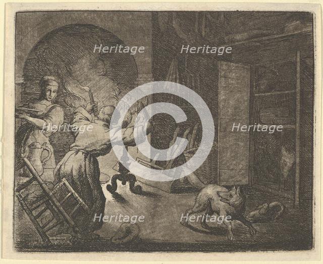 Renard Escapes with a Chicken that he Stole from a Clergyman's Table, 1650-75. Creator: Allart van Everdingen.