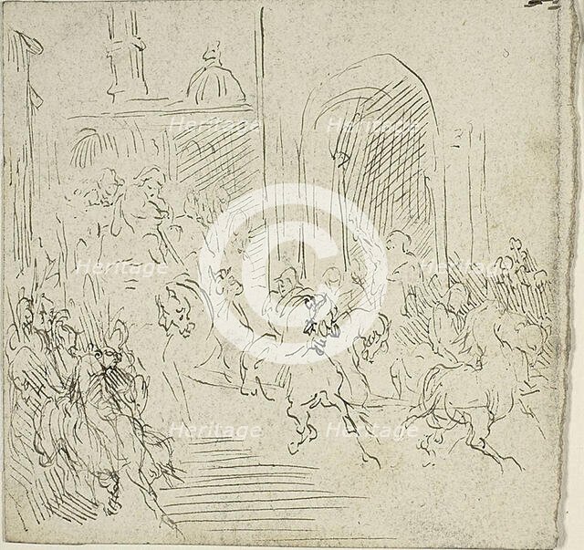 Equestrian Scene in a City, n.d. Creator: Jean-Baptiste Carpeaux.