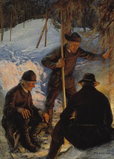 Lumberjacks around a Campfire, 1893. Creator: Pekka Halonen.