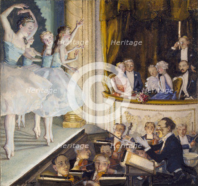 Russian ballet, 1930. Artist: Konstantin Somov.