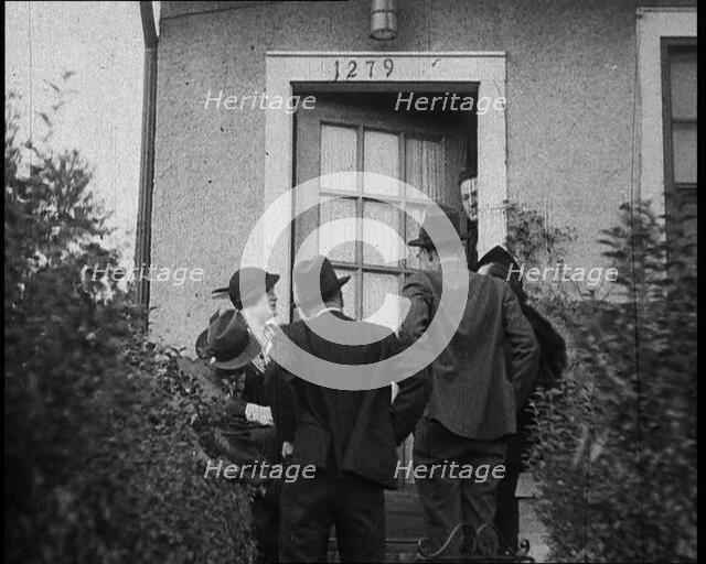 American Civilians Outside Bruno Richard Hauptman's House in the Bronx, New York City, 1930s. Creator: British Pathe Ltd.