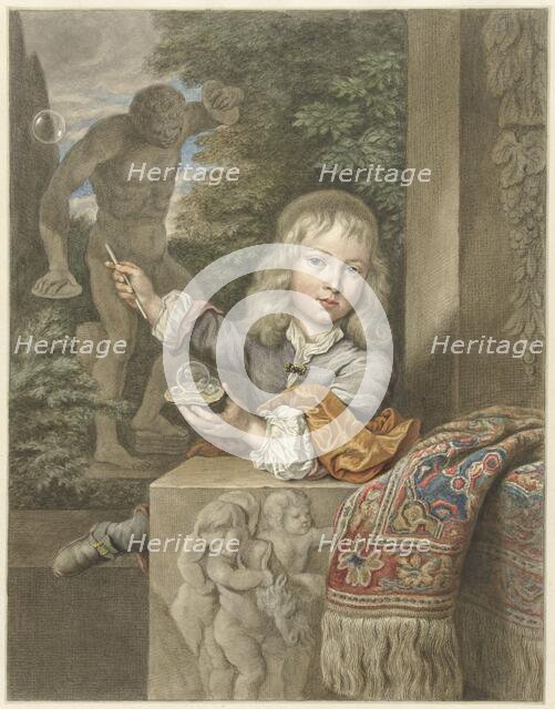Bubble -blowing boy, 1741-1820. Creator: Abraham Delfos.