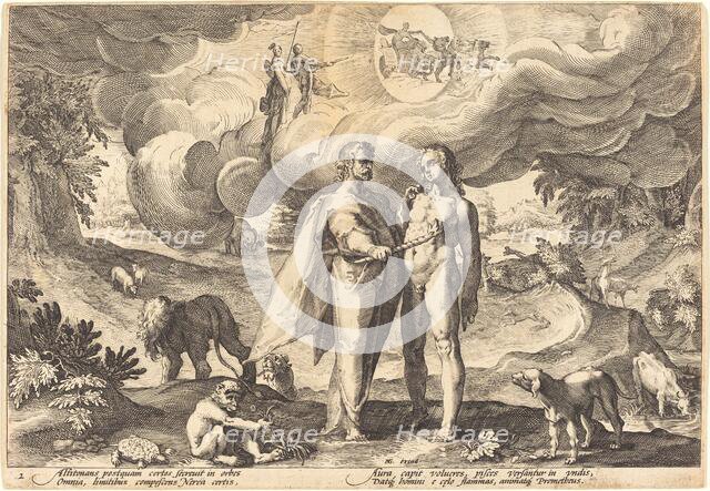 Prometheus Making Man and Animating Him with Fire from Heaven. Creator: Goltzius, Workshop of Hendrick, after Hendrick Gol.