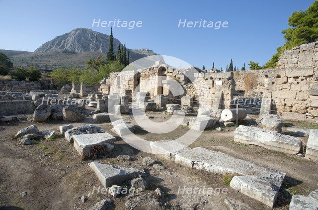 Shops in western Corinth, Greece. Artist: Samuel Magal
