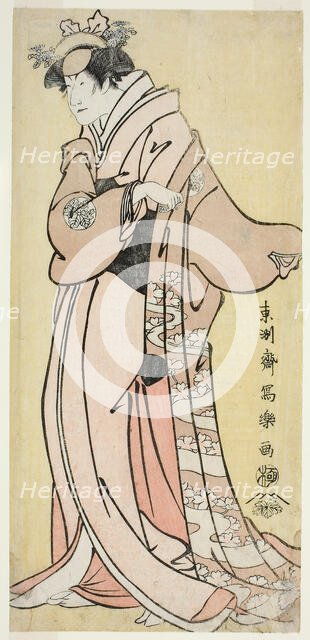 The Actor Nakayama Tomisaburo I as Lady Tsukuba, Wife of Yoshioki (Shodai Nakayama..., 1794. Creator: Toshusai Sharaku.