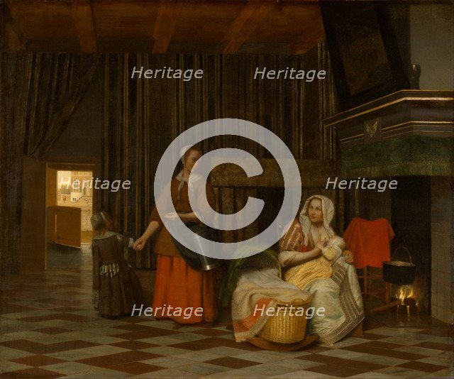 Woman and Child with Serving Maid, 1663-1665. Artist: Hooch, Pieter, de (1629-1684)