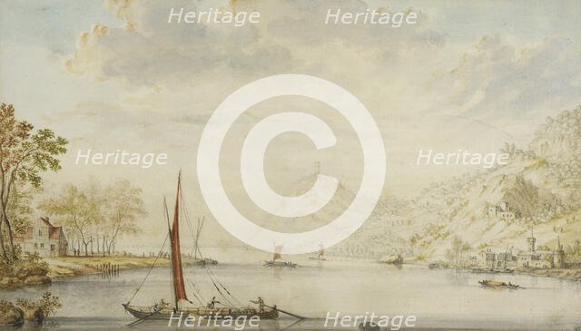 View of the Rhine with buildings on the banks, c1690s. Creator: Jan van Call.