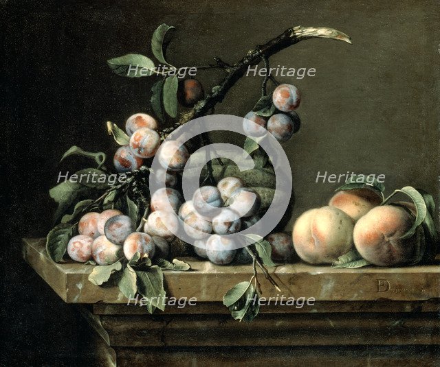 'Plums, Melon and Peaches', c1630-1680. Artist: Pierre Dupuis