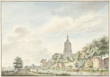 View of Asperen with the city walls and the church tower, 1745-1795. Creator: Jacobus Versteegen.